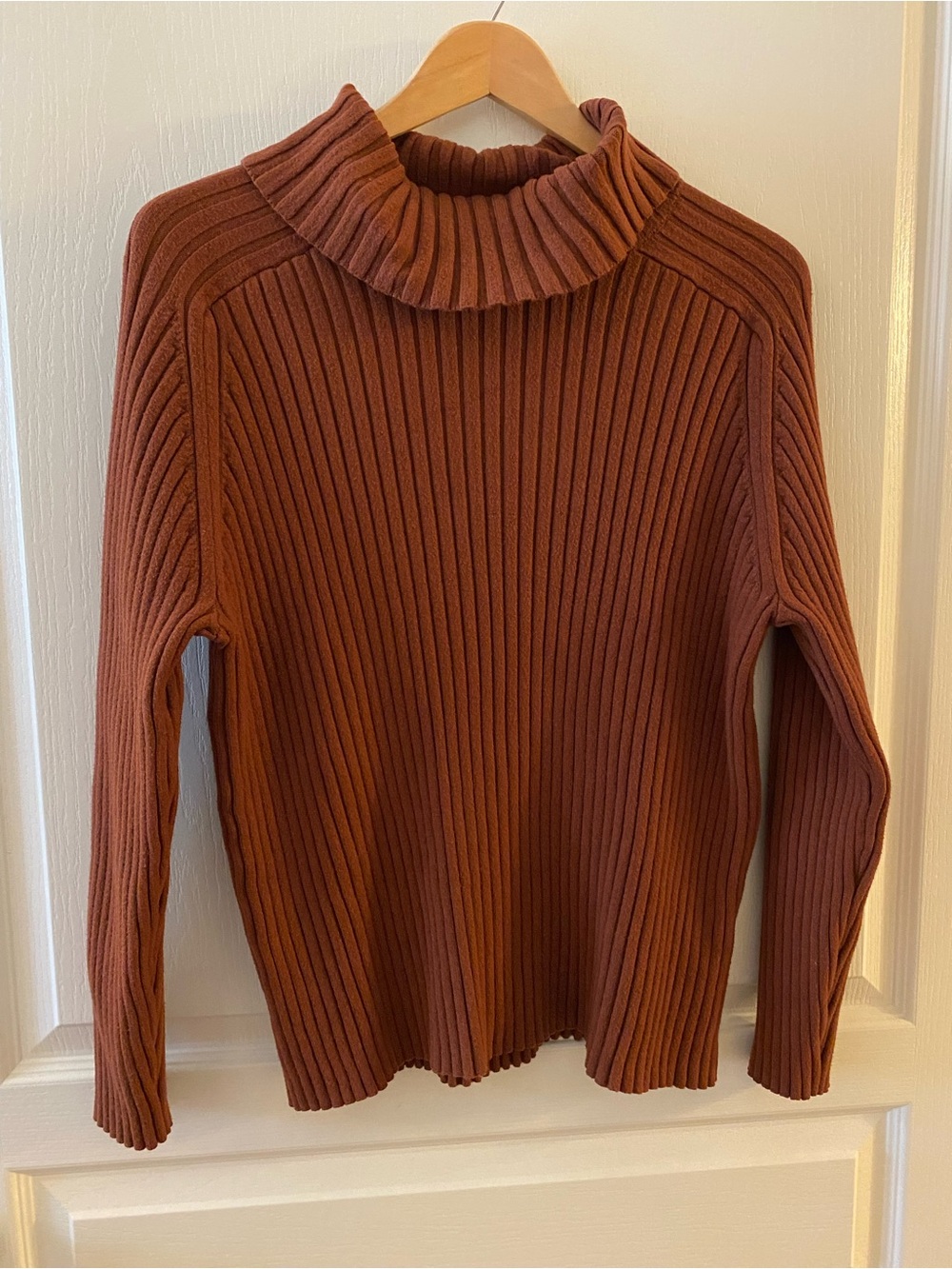 BANANA REPUBLIC Women’s Ribbed Knit Raglan Turtleneck Sweater in Toffee - XL
